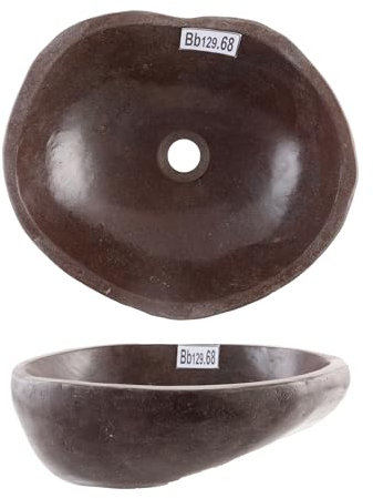 Lavabo ovalado de piedra natural de 40 cm en gris de WOHNFREUDEN – con selección única