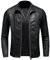 Herren Stehkragen Jacke Motorradbekleidung Modetrend Personalisierte Leder Herrenjacke, Schwarz , XL