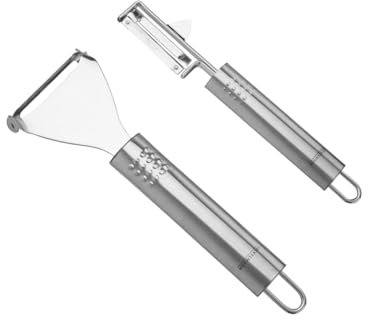 FACKELMANN - Starter-Set Zieh-/Pendelschäler OVALGRIFF, Universalschäler aus Edelstahl, robuster Schäler für Gemüse und Obst mit scharfer Klinge