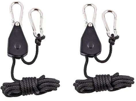DIKUNSBH 2 Pack 1/8in Heavy Duty Ratchet Rope Hanger, Adjustable Tent Guy Ropes with Pulley for Outdoor Camping, Hiking (150 LB Capacity per Pair, Multicolor, Plastic)