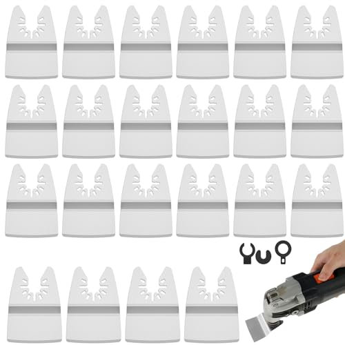 22Pcs Rigid Oscillating Multitool Scraper Blade 2inch Stainless Steel Oscillating Tool Scraper Blade Multifunctional Grout Removal Scraper Blade for Paint Grout Removing(22pcs)