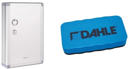 Amazon Basics Schlüsselkasten für 24 Schlüssel, abschließbarer Kasten & Dahle Whiteboard Schwamm (Magnetischer Wischer für Trockenreinigung auf vielen Oberflächen) blau, 1 Stück