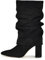 MIRAAZZURRA Stivali da donna in pizzo con tacco largo, a mezza gamba, 8,5 cm, con tacco alto, Nero , 37 EU