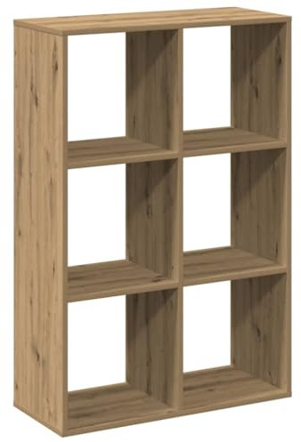 vidaXL Raumteiler Bücherregal, Standregal Raumtrenner für Wohnzimmer Schlafzimmer Büro, Büroregal Würfelregal Regal 6 Fächer, Artisan-Eiche Holzwerkstoff