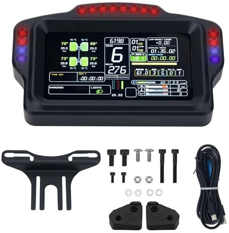 Obokidly 5 Screen & 16 RGB LEDS DV480 PRO Dashboard For FANATEC/SIMAGIC/SIMCUBE/MOZA/OSW/IMMS Base; Car Speed Display Racing Simulator Wheel Simulated Racing instrument panel (Black, 5)