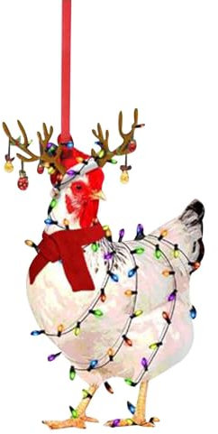 Christbaumschmuck Hühner-Hahn-Hühner-Anhänger Weihnachtsbaum-Hängedekorationen Hahn-Tieranhänger Weihnachtsdekoration für Christbaumschmuck Erntedankfest-Party (C)