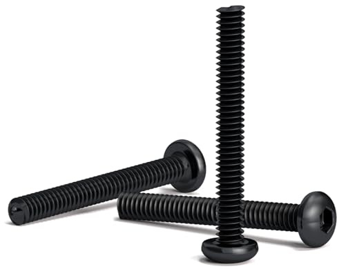 200 Tornillos Negros M2 x 16mm con Cabeza Redonda Hexagonal para llave de allen. Aleación de Acero Clase 12.9. Longitud: 16 mm. Cabeza de Botón ISO 7380. Acero templado al Carbono de alta dureza