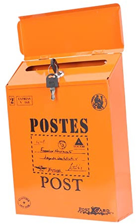 Vintage Wandbriefkasten aus Eisen mit Schloss für Haus und Büro