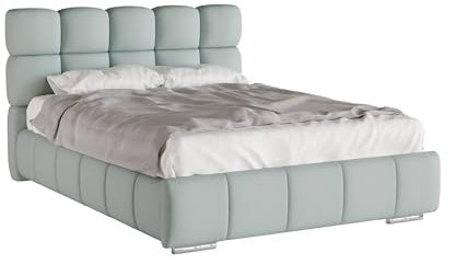 PANDA MÖBEL Polsterbett 140x200 cm - Bliss Kollektion - Modern Bett - Polsterbett für Schlafzimmer - Blau