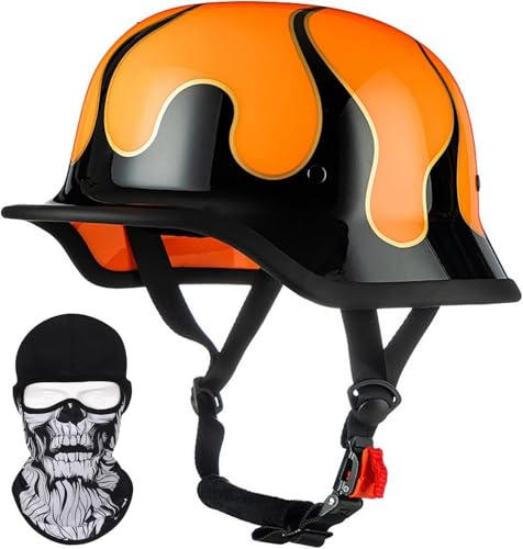 Retro-Halbhelm für Motorräder im Deutschen Stil, Retro-Halbschalenhelm mit DOT/ECE-Zulassung, Vintage-Offener Helm, Jet-Helm für Damen und Herren, Fahrrad, Cruiser, Chopper, Moped