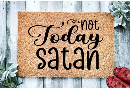 AHXYEVS Doormat Not Today Satan Funny Christian Doormat Go Away Welcome Mat Funny Door Mat Funny Gift Home Doormat Housewarming 18x30 in