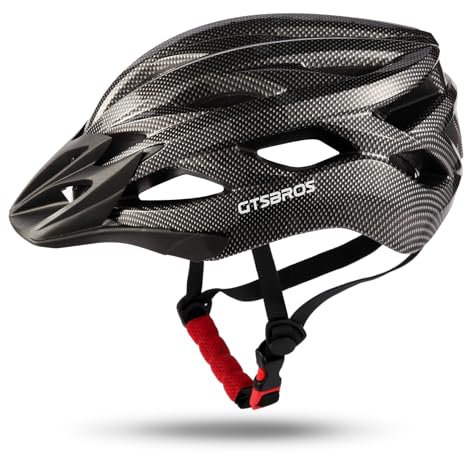 GTSBROS Fahrradhelm mit Visier für Damen Herren– Leichter Abnehmbarem Helm für Mountainbike und Stadtverkehr (Kohlefaser schwarz, L)