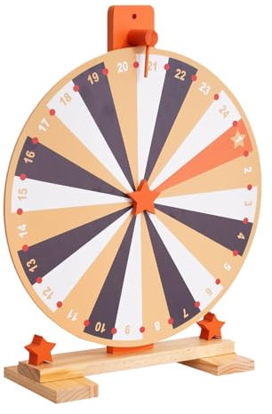 WDKXCN 37 cm Glücksrad Zum Drehen, Glücksrad Spielzeug, 24 Slots,mit Bode Und Löschbaren Stift, Glücksrad Kaufen, Gluecksrad Gluecksrad, Glücksrad Holz für Karnevalspartys Wortspiele,Weihnachten