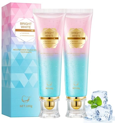 DEJIN 2Pcs Niacinamide Whitening Toothpaste - Intensive Stain Removal, Gentle Formula for Teeth Whitening & Gum Care, Fresh Breath, Fluoride-Free, 200g