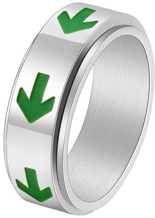 Calefee Fidget Ring Herren Anti Stress, Ringe Herren Edelstahl Verlobungsring Personalisierbar Bandring Breit 8 mm Drehbar Leuchtend, Größe 52