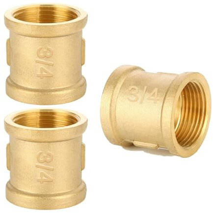 Messing Verschraubung 3/4 Zoll, 3 Stück,Gewindefitting | Messing Muffe G3/4 Zoll IG/IG, Messingfittings für Rohranschluss, Für Heizung Trinkwasseranlage geeignet, Heimwerkerprojekte