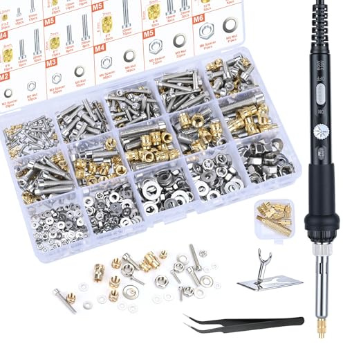 Preciva 716 Pezzi Inserto Filettato M2/M3/M4/M5/M6 rivetti filettati,helicoil kit,inserti filettati per Saldatura per Inserto Filettato, Per Stampa 3D