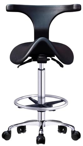 FXLUHAY Sattel mit Rückenlehne, Zahnhocker mit Rädern, hydraulischer Stuhl für Kliniken, Zahnärzte, Spas, Massagesalons und Studios (54 - 74 cm)
