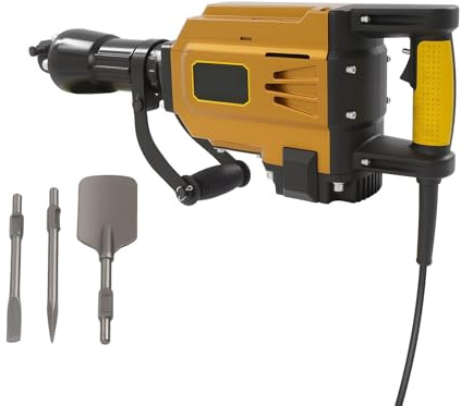 Marteau-piqueur électrique robuste, marteau de démolition 1700 W, brise-béton, poignée rotative à 360°, convient aussi bien pour la construction intérieure que pour le jardinage extérieur.