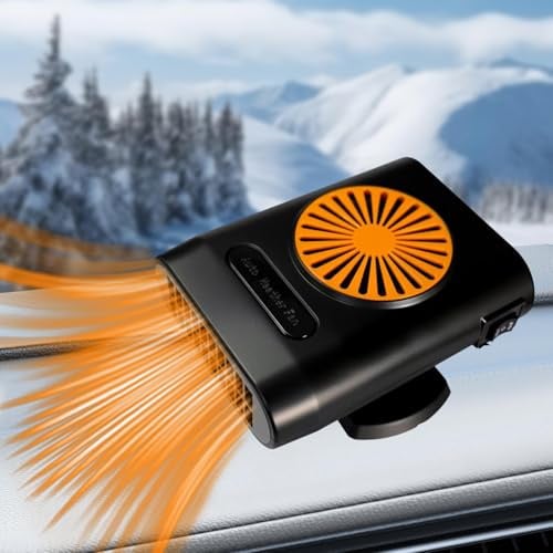 Autoheizung 12 V, 200 W, Heizung und Enteiser, tragbar, für Auto, mit Enteiser und Entfroster, Windschutzscheibenheizung, um 360 ° drehbar, für Auto, 2 in 1, Heizung und Ventilator