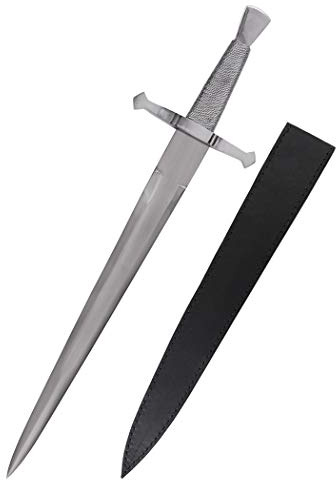 Ritterdolch mit Lederscheide Mittelalter echt Stahl Blank-Waffe Panzerstecher