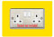 Double Socket Surround, Square Acrylic Back Panel Finger Plate, Decorative Frame for Neat and Tidy Finish, Font Colour:Yellow