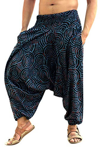 Sarjana Handicrafts Indische ethnische Herren Damen Baumwolle Harem Hippie Hose mit Taschen für Yoga, blau, one Size