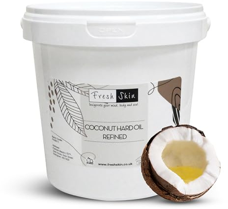 Freshskin Coconut Oil Refined Hard 1KG - Odourless Solid (1000g) | Vegan, cruelty-free formula ideal for skincare, haircare, aromatherapy, and DIY beauty recipes. Moisturising and hydrating.