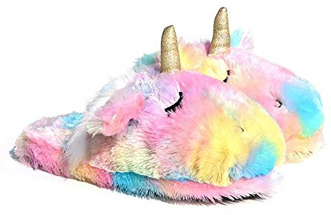 Millffy Pantofole unicorno animali di peluche | Cute Rainbow Llama Peluche Pantofole | Scarpe da casa in peluche di alpaca | Pantofole soffici delle ragazze (40-41 EU, Rosa)