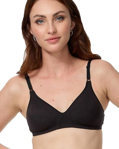 Nur Die Baumwoll BH bügelloser doppellagiger Softcup-BH Bra weich bequem unsichtbar nahtlos unter der Kleidung Damen, schwarz, 95C