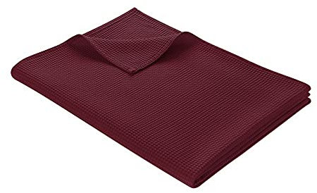 WOHNWOHL® Tagesdecke (150x200cm) • Leichte Waffelpique Decke • 100% Baumwolle • Sommerdecke • Sofa-Decke • Pflegeleichte Wohndecke • Überwurfdecke • Baumwolldecke • Farbe: Mahagony