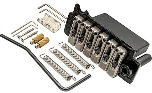 Wilkinson WVS50IIK 52,5mm 2-Punkt Stahl Saitenreiter Tremolo Bridge Brücke mit Voll Stahlblock für USA/Mexico/Japan/Korea Strat Style E-Gitarre, Schwarz