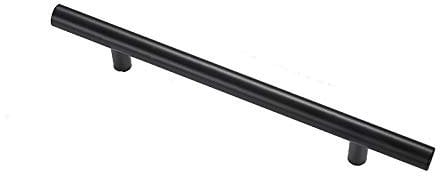 1PCS Black Round Handle Brushed Handle Drawer Cabinet Wardrobe Kitchen Door Windows Pull Handle 200mm Length (Hole Centers 128mm)
