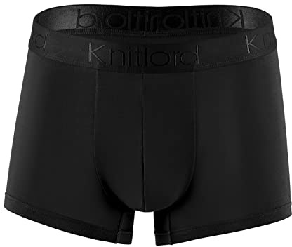 Knitlord Lot de 5 boxers confortables en fibre de bambou pour homme, noir, taille M