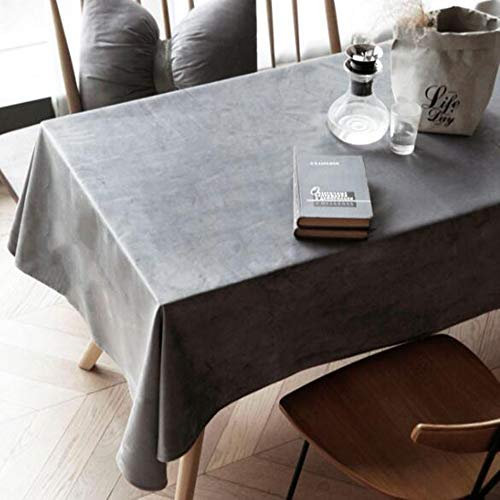 HUALEMEI Rechteckige Weiche Tischdekoration Für Rechteckige Quadratische Tischdekoration,einfarbige Gold Samt Tischdecke,Mordern Baumwolle Flanell Tischdecke Grau 140 * 180cm