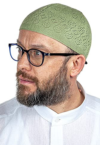 ihvan online Türkische muslimische Knicken Kufi Hüte für Männer, Taqiya, Takke, Peci, islamische Mützen, islamische Geschenke, Standart Größe, Pistaziengrün