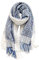 LumiSyne Winter Schals Damen Gestrickte Schals Mode Flecht Muster Blaue Verlaufslinien Übergroßer Stola Tücher Mit Fransen Lang Warme Schals Deckenschal