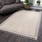 payé Teppich Wohnzimmer mit Fransen Deko Boho - Braun-Beige Streifen - 140x200cm - Kurzflor Schlafzimmer Flur Dekoration Läufer - Skandinavische Teppiche