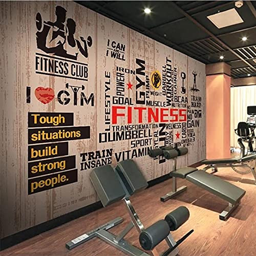 Frtmsticker Pvc Autoadhesivo Impermeable Papel Tapiz 3D Gimnasio Graffiti Letras Fotomural 3D Mural De Personalizar Vinilo Sala De Estar Mural De Arte De Etiqueta De La Pared 200X100Cm