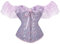 FeMereina Women's Off Shoulder Lace Up Boned Overbust Corset Bustier Lingerie Bodyshaper Tops Waist Wrapped Lingerie Cincher (Purple, Medium)