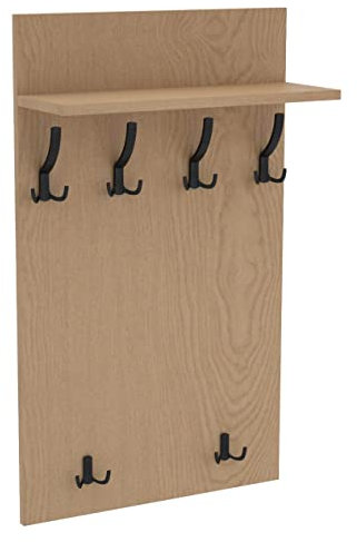 AKKE 120x60 | MAXI Garderobenpaneel Wandgarderobe Garderobe Wandpaneel Kleiderstange SCHWARZ | EICHE HELL