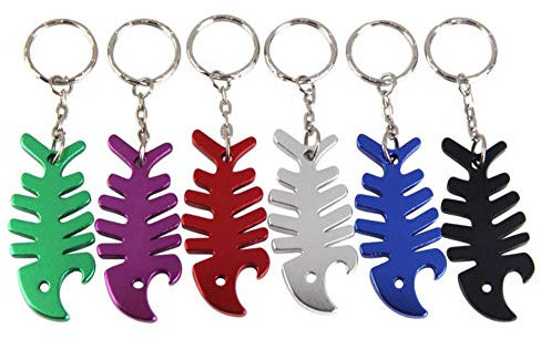 10pcs Beer Bottle Opener Fish Bone Aluminum Alloy Bottle Opener Keychain Ring Kitchen Accessories Gadgets(random Colors)