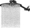 8 Inch Rain Shower Head with 11” Adjustable Extension Arm, VIGIME High Pressure Stainless Steel Rainfall Round Showerhead, Ultra Thin Waterfall Full Body Coverage - Matte Black
