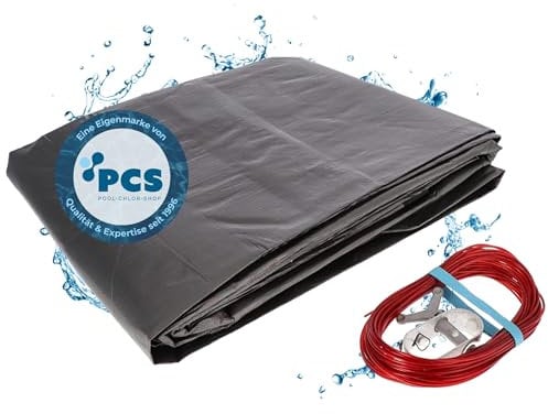 Duraol Poolabdeckung achtform I 4,90 x 3,00 m I Hochwertige Pool Abdeckplane mit Materialstärke 300g/m² I Robuste Abdeckplane Pool mit Randverstärkung I Beidseitig beschichtet & wasserdicht