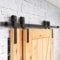 5FT/153CM Rail Porte Coulissante Systeme Quincailleri Ensemble Industriel pour Bypass Double Portes Interieur Facile à Installer, Forme J noire