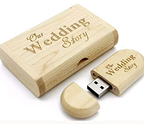 Walnut Wood usb memory stick flash drive 16GB USB Box Wedding Party Photos Engraved Our Wedding Story (Style 1)
