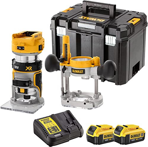 Dewalt DCW604NT 18V XR Brushless Router Trimmer with 2 x 4.0Ah Battery & Charger - Versatile and Durable Woodworking Tool, Dewalt Trimmer, 18v Router Trimmer, Power Tools Combo Kits