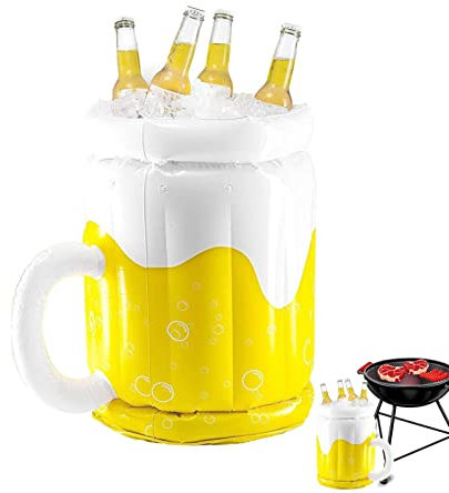 5 pezzi Boccali da birra gonfiabili | Tazza termica da piscina per giardino, spiaggia, giardino | Raffreddatore galleggiante per piscina con supporto per bevande di birra per barbecue, picnic, festa