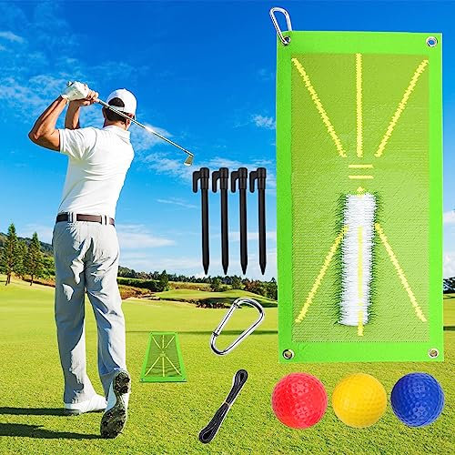 Golf Training Mat for Swing Detection Batting, Golf Practice Impact mats, Path Feedback and Posture Correct Golf Hitting mat, Indoor/Outdoor Golf Training Aid Equipment
