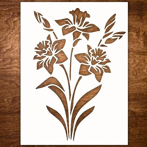Pochoir de lys pour peinture sur bois, toile, papier, tissu, murs et meubles - Pochoir à fleurs - Pochoir réutilisable pour loisirs créatifs - 25,4 x 20,3 cm